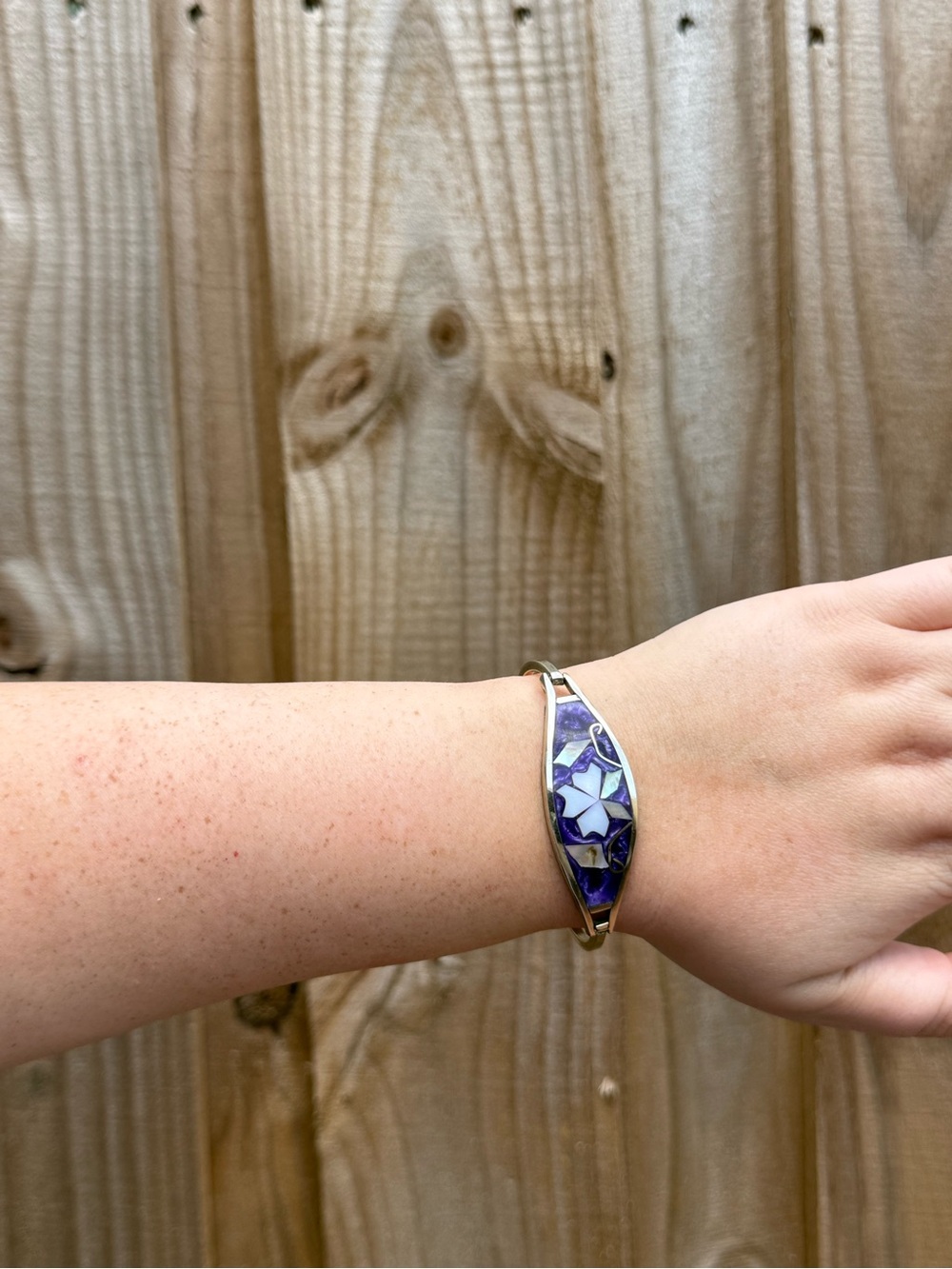 Vintage Alpaca Hinge Bracelet